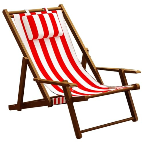 WBRSybUK Terrassenstühle For Den Außenbereich, Faltbare Sling-Stühle For Den Außenbereich For Entspannen, Tragbare Lounge-Stühle, Verstellbarer Camping-Strandstuhl, Liegestühle Mit Kopfstütze(Red,A)