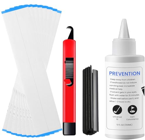 Golf Grip Repair Kits, Golf Club Regripping Kit with Tape Strips Hook Blade Rubber Vise Clamp 15 Professional Tapes Golf Solvent & Double Sided Adhesive Knife Remover Tool for Irons Putters