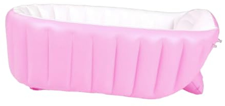 Bañera Inflable Gruesa Plegable para Bebés y Niños Pequeños Rosa | Pvc, Diseño Antideslizante, Bolsillo Lateral, Inflado y Desinflado Rápidos