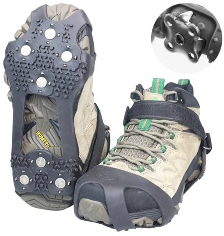 Ice Cleats for Shoes and Boots, Upgraded 28 Spikes Traction Cleats - Stainless Steel Shoe Spikes for Snow and Ice, Anti Slip Silicone Ice Grippers for Men/Women’s Winter Walking, Running