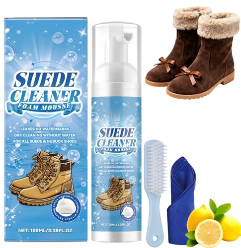 Suede & Nubuck Cleaner Kit with Brush & Cloth, Suede Protector Spray, Suede Cleaning Solution for Shoes, Boots, Trainers, Sofas & Leather, Waterproof Suede Cleaning Kit, Suede Shoe Protector Spray