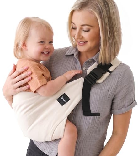 Boba Buddy Fascia Porta Bebe - 100% Cotone, Fascia Laterale Porta Bambino Ergonomico con Spallacci Regolabili, Fibbie di Sicurezza e Seduta Ampia, Include Borsa (9-48 Mesi/8-20 kg) - Oat