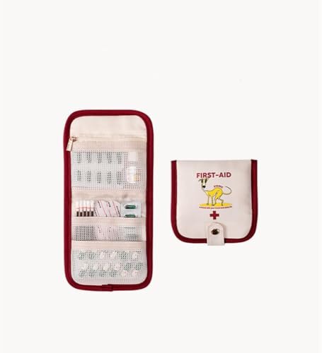Verbandskasten,Leeres Reise-Mini-Erste-Hilfe-Set,Medizinbeutel Reise-Make-up-Organizer kleines Notfall-Set für Zuhause, Auto, Medizinischer Notfallkoffer,Reisen (Beige)