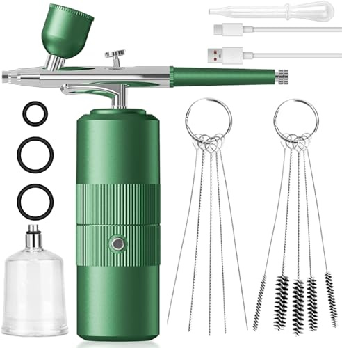 Set aerografo con compressore, pistola a spruzzo senza fili, kit aerografo, pistola portatile con compressore, pistola a spruzzo portatile ricaricabile USB, set per idratazione, tatuaggio, unghie