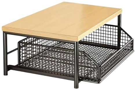 Estante De Cocina, Soporte Para Microondas De Cocina, Organizador Vertical De 2 Niveles, Cuenta Con Cesta Extraíble Inferior Para Despensa, Baño, Lavandería, Oficina, Casa, Hogar, Práctico, Resistente
