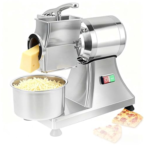 EXSHUING Rallador De Queso Eléctrico De Acero Inoxidable Con Cubo, 900 W, Automático, 60 Kg/H, Muele Queso En Bloque, Mantequilla, Ajo, Jengibre Y Pan - Entrada De Alimentación Ampliada