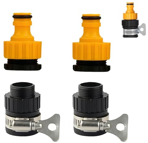 2 Sets Universal Tap Connector for Hose Pipe with Yellow Pacifier and Sink Hose Adapter, Kitchen Tap Hose Connector, for Garden Watering Car Washing Pet Bathing Patio Cleaning