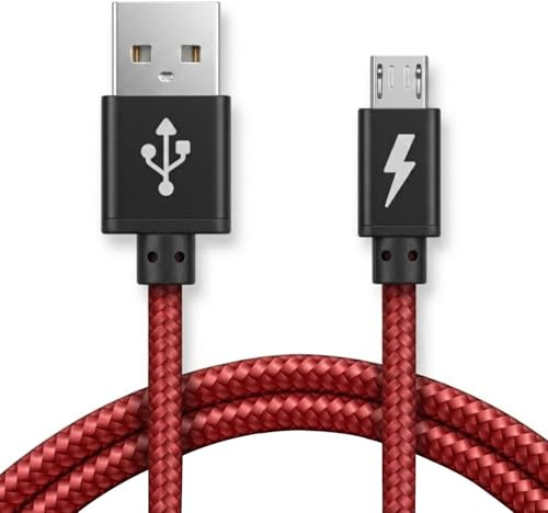 iSOUL Micro USB Cable, Red 2M Android Charger Cable 2.4A Nylon Braided Fast Charging Cables for PS4, Samsung Galaxy S7 S6 S5 J7 J5 J6 J3, Note, LG, Nexus, Nokia, Xbox, HTC,Sony, Kindle Fire, and More