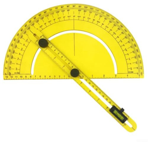 Goniometro a braccio oscillante con gamma da 0 a 180 gradi e graduazioni chiare per l'identificazione dell'angolo nell'assemblaggio prefabbricato e nella fabbricazione in loco