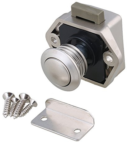 BQLZR 3,5 CM Nickel Taster Keyless Lock Latch Schrank Caravan Lock für RV Schubladenschrank Schranktüren Dicke 15-18mm