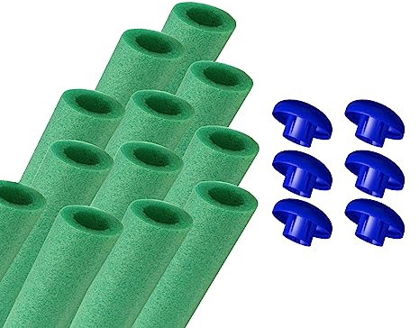 walexo Schaumstoffschutzabdeckungen für Trampolinstangen – 12 Stück – Verschiedene Größen und Farben – inklusive 6 Blaue Endkappen