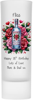 Personalised Shot Glass - Vodka Roses Design Gift for 18th 21st 30th 40th Birthday