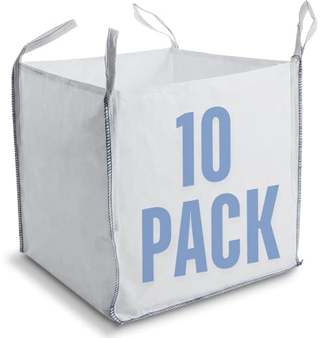 Airtech-UK New FIBC Bulk Bag Builders Garden Waste Heavy Duty Industrial polypropylene Material 1 Tonne TON Jumbo Bags Storage Sack Various Quantity (10)
