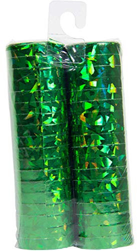 Amakando Serpentins Scintillants Lot de 2 - Vert 4 m - Serpentins métallisés - Parfait pour Anniversaire & réveillon du 31 décembre