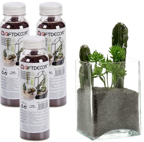 N Naturly Piedras Decorativas Naturales Gris Oscuro. Decoración de Plantas y Jardineras para Interior y Exterior. Ideal para Macetas, Bonsai, Acuarios y Peceras. 1.5 KG de Arena