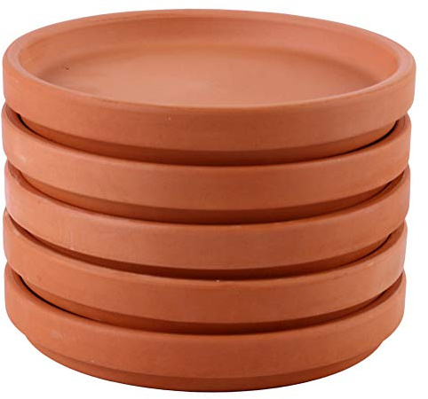 HEMOTON 5 Stücke Ton Blumentopf Untersetzer Pflanzen Untertassen Blumenuntersetzer Pflanzkübel Untersetzer Terrakotta Pflanztopf Unterteller Tablett für Garten Balkon Terasse Blumenkasten