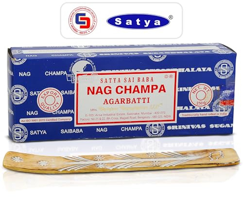 Satya Sai Baba Nagchampa Incense Sticks 250 gm Pack with Raajsee Insence Stick Holder, Inscent Sticks NagChampa Agarbatti, Natural & Chemical Free