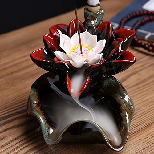 Lotus Keramik Wasserfall Rückfluss Rauch Weihrauch Brenner Räuchergefäß Halter Weihrauchbrenner Dekor Räucherset Räucherstövchen Buddha Für Zuhause Büro Teehau