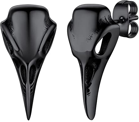FaithHeart schwarz Raven Skull Ohrstecker für Herren Männer Viking Rabenschädel Ohrstecker mit Geschenkebox für Vatertag Weihnachten