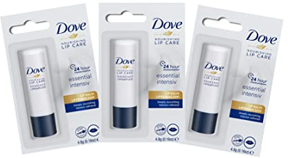 Dove Lip Balm Stick | Nourishing Lipcare (3x 4,8g) | Essential Intensiv | Lip Care | Pack of 3