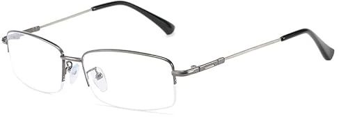 Fullwosing Blåljusfilter glasögon kortärmade halvbrand metallglasögon – 0,50 till -6,00 dioptrier kikare glasögon kvinnor män, metallisk, -2.00
