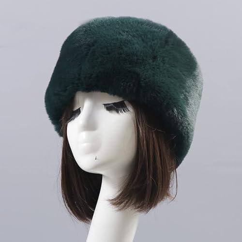 Damen Fellmütze Pelzmütze,Wintermütze Damenmütze Kunstfell Kunstpelz Mütze Klassische russische Kosakenmütze Winddichte Warm Wintermütze Weich Pelz mütze für Reisen, Skifahren, Wandern,Grün #1