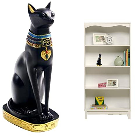 Firulab Ägyptische Katzenfiguren,Ägyptische Katzengöttin Bastet Statue | Antike Göttin Sitzende Katze Bastet Statue Beschützer der Pharaonen Frauen Katzen Figur für Schreibtisch Ornamente