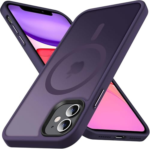 Anqrp Matt Kada Serie für iPhone 11 Hülle dünn [Kompatibel mit MagSafe] Magnetisch Transluzente Schutzhülle Stoßfest Kratzfest Handyhülle für iPhone 11 Case, Dunkel Violett