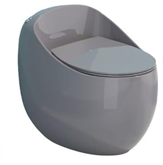 EGO INTERIORS Premium Line | Einteilige Stand-WC mit eingebautem Spülkasten | Komplett-Set | kompakt | randlos | Sitz mit SoftClose Absenkautomatik | Quick Release Scharnieren | graue Keramik