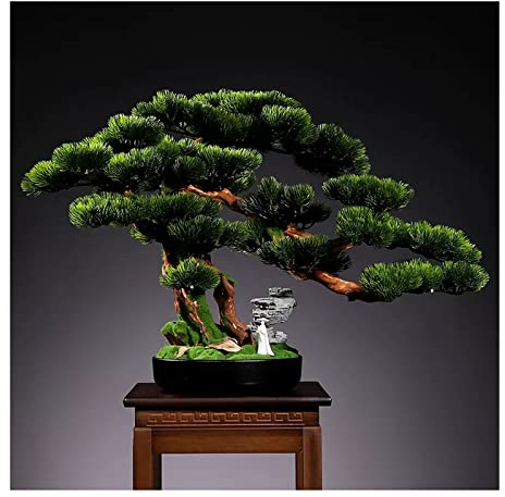 künstliche pflanzen Künstlicher Bonsai-Baum, künstliche Topfpflanze mit schwarzem Topf, großer gefälschter Bonsai-Baum, Topfpflanzen, künstliche Zimmerpflanzen, 18,8 Zoll hoch (grün) Simulierte Kiefer