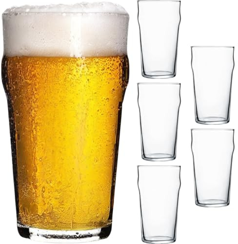 Dlh western Nonic Pint Glasses, 20 OZ Stackable English Pub Beer Glasses, Set of 6