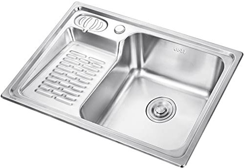 PhIree Évier de Cuisine, Évier Simple Sous Le Comptoir, Avec Planche À Frotter, Évier de Buanderie Pour Balcon Avec Kit de Vidange/Grigio/66X45Cm