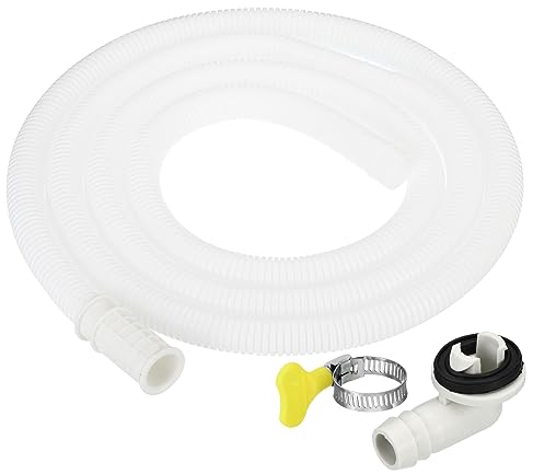 PATIKIL 6.5ft Aria Condizionatore Drenaggio Tubo Flessibile Kit, Universale Drenaggio Connettore Tubo di scarico con Morsetto per Mini-Split Finestra Unità AC Rubinetto, Bianco