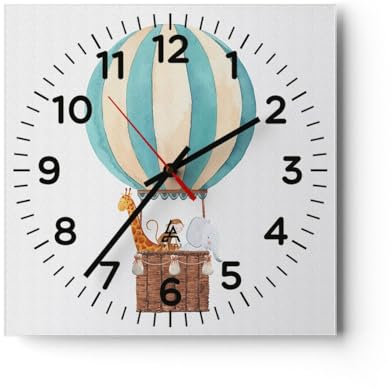 ARTTOR Orologio da Parete in Vetro 30x30 cm Quadrato Bambini Vintage - 5316