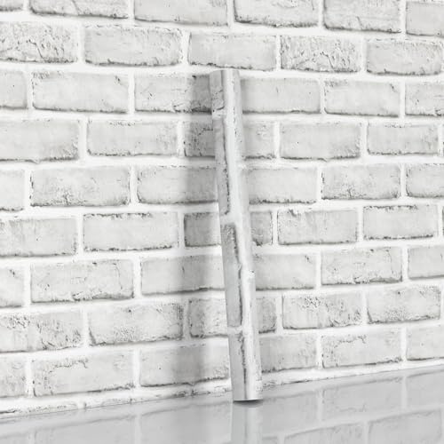 Hode Brick Effect Wallpaper Peel and Stick Wallpaper Vinyl Wrap for Wall | 44X300cm White Self Adhesive Wallpaper for Living Room Bedroom Kitchen Restaurant Wall Vinyl Covering Contact Paper