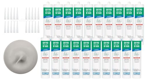 OTTOSEAL S 100 Premium-Sanitär-1K-Silikon Dichtstoff matt auf Acetat Basis Otto Chemie 20er Set (20x matt silbergrau C8678)