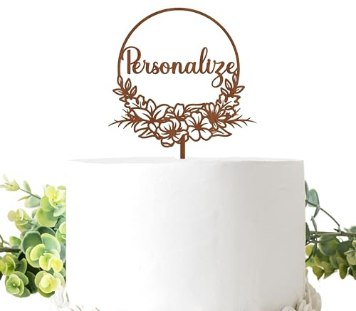 ADOREI Cake Topper Personalizado en MDF com nombre para Tartas de Cumpleaños Eventos Decoración de Fiestas Bodas y Bautizos Cupcake Comunions Regalo Handmade Laser cut
