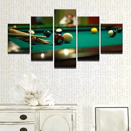 Pool-Billard-Unterhaltung 5 Teilig Leinwandbilder Bild Auf Leinwand Wandbild Kunstdruck Wanddeko Wand Wohnzimmer Wanddekoration Deko Kunstdrucke Poster 150×80 Cm -5R6V+V5H
