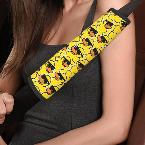 Dujiea Yellow Cartoon Duck Car Seat Belt Cover Shoulder Strap Pads for Adults and Children, Soft Comfortable Seatbelt Protector Universal Fit Safety Belt Cushion for Car, Truck, SUV- Pack of 2
