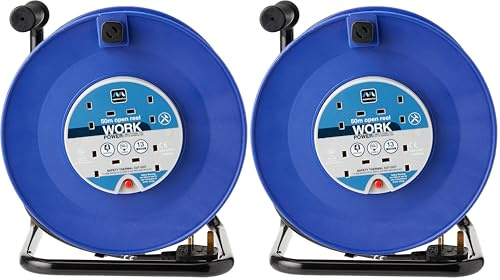 masterplug HDCC5013/4BL-MP - Masterplug HDCC5013/4BL 50m 13A 4-Socket Open Cable Reel (Pack of 2)