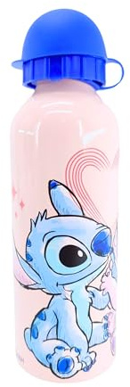 Disney Stitch Bouteille Réutilisable, Stitch et Angel Conception en Aluminium Résistant, Gourde pour Filles, Bouteille de Voyage, Capacité 500 ml (Bleu Foncé)
