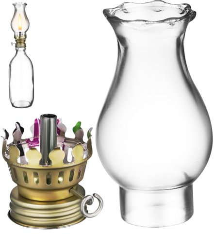 ANDRESLAD Vintage Oil Lamp Burner and Glass Shade Set Keroseine Lamp Chimney Replacement for Oil Lantern Antique Style Lighting Accessory Random Color
