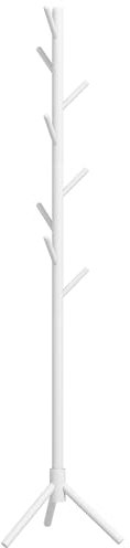 HOMCOM Coat Rack, Freestanding Coat Stand with 8 Hooks and Wooden Frame for Clothes, Bags, Hat Stand for Entryway, Hallway, Bedroom, Living Room, White
