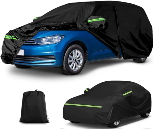Autoabdeckung für VW Touran 2003-2023 Vollgarage Autoplane PE-Oxford-Gewebe für Regen Sonne Staub Schutz für jedes Wetter strapazierfähig Sonne UV-Schutz mit Reißverschluss