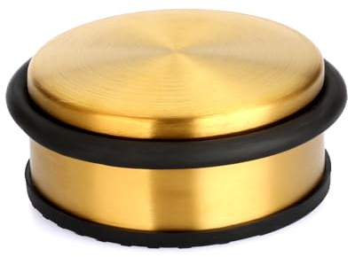 SUMTree Gold Türstopper Edelstahl, Gummiring Rutschfest Basis H4,5cm 1,05kg | Boden Türstopper, Door Stopper, Schwer Bodentürstopper für den Türschutz Rund Türfeststeller, Kein Bohren keine Installation