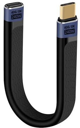 RIIEYOCA Cavo di Prolunga USB C 40Gbps Corto, PD240W Cavo Piatto USB C Maschio-Femmina FPC, Supporta Uscita Video UHD 8K@60Hz, Cavo Piatto Flessibile per Telefoni, Power Bank, SSD (mf)