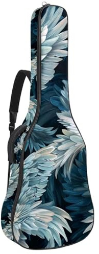 Gitarrentasche für Akustikgitarre mit zwei Taschen, blauer Engelsflügel-Druck, wasserabweisend, doppelt verstellbarer Schultergurt, Gitarrentasche, Blauer Engelsflügel, 42.9x16.9x4.7 in, Stilvoll