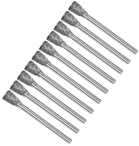 CoCud Fraises Rotatives Carbure Tungstène, Queue 1/8 Diamètre 6mm, Outil Fraisage Rotatif Double Coupe Forme N - (Applications: Pour Gravure Sur Métal), 10 Pièces