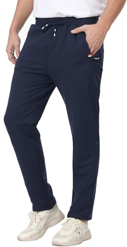 JustSun Jogging Homme Survetement Pantalon Jogging Sport Homme Sportswear Training Coton Running Bleu L