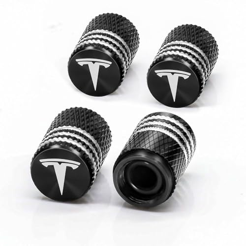 PjjxQf 4 Pezzi per Tesla Model S/3/Y Auto Tappi Gomme Impermeabile Cappucci delle Valvole Decorazione Accessori Tappi per Valvole Tappi Antipolvere